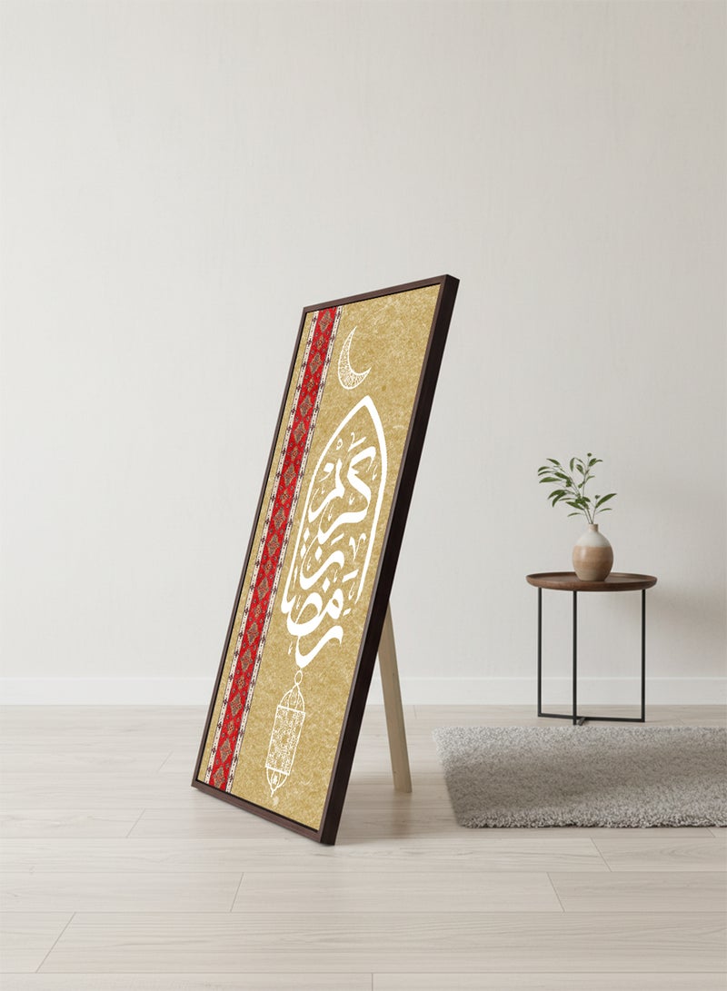 LOWHA Canvas Wall Art on Wooden Frame with Brown Floating Frame and Back Stand Featuring Ramadan Kareem Design - Image 2